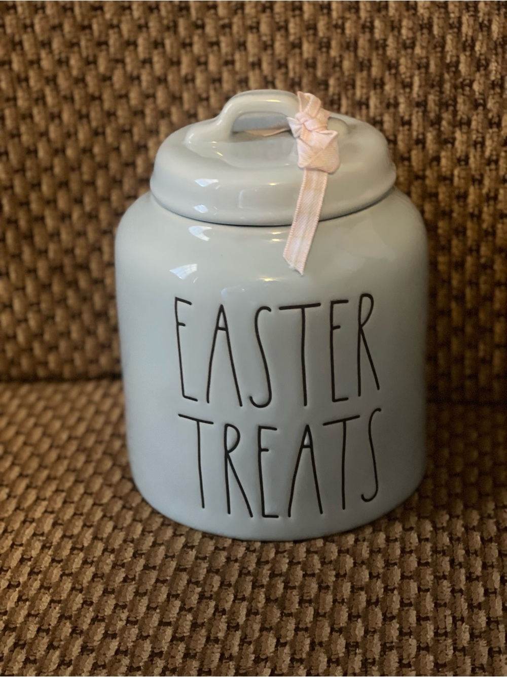 Rae Dunn Pale Blue Easter Treats Ceramic Canister